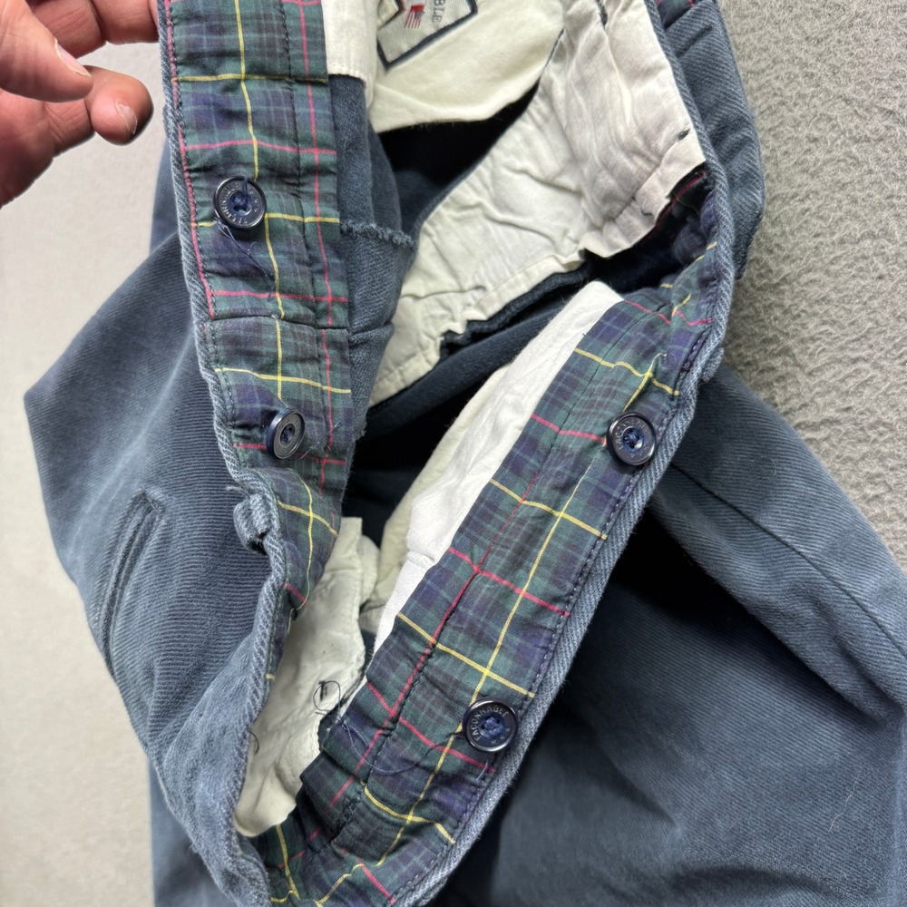 Faconnable Trousers Mens 36 Blue Chino Pleated Plaid Lining Classic Prep Blue - Picture 10 of 12
